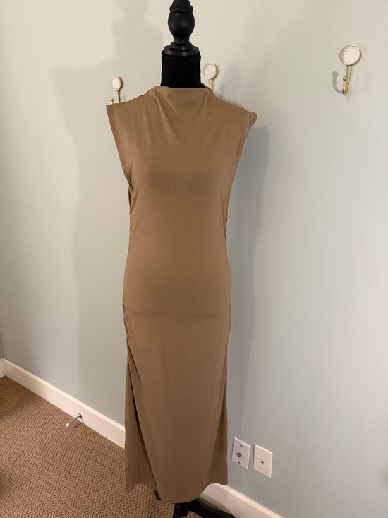 a new day Dresses & Skirts - a new day Sleeveless Tan Maxi Dress with Side Slits